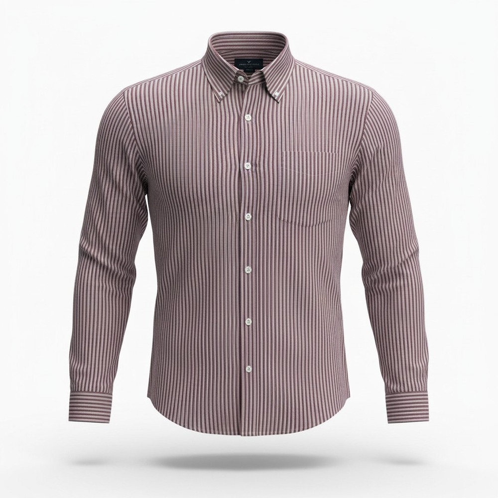 American Eagle Mens Classic Fit Burgundy Striped Button Down Shirt Size Medium